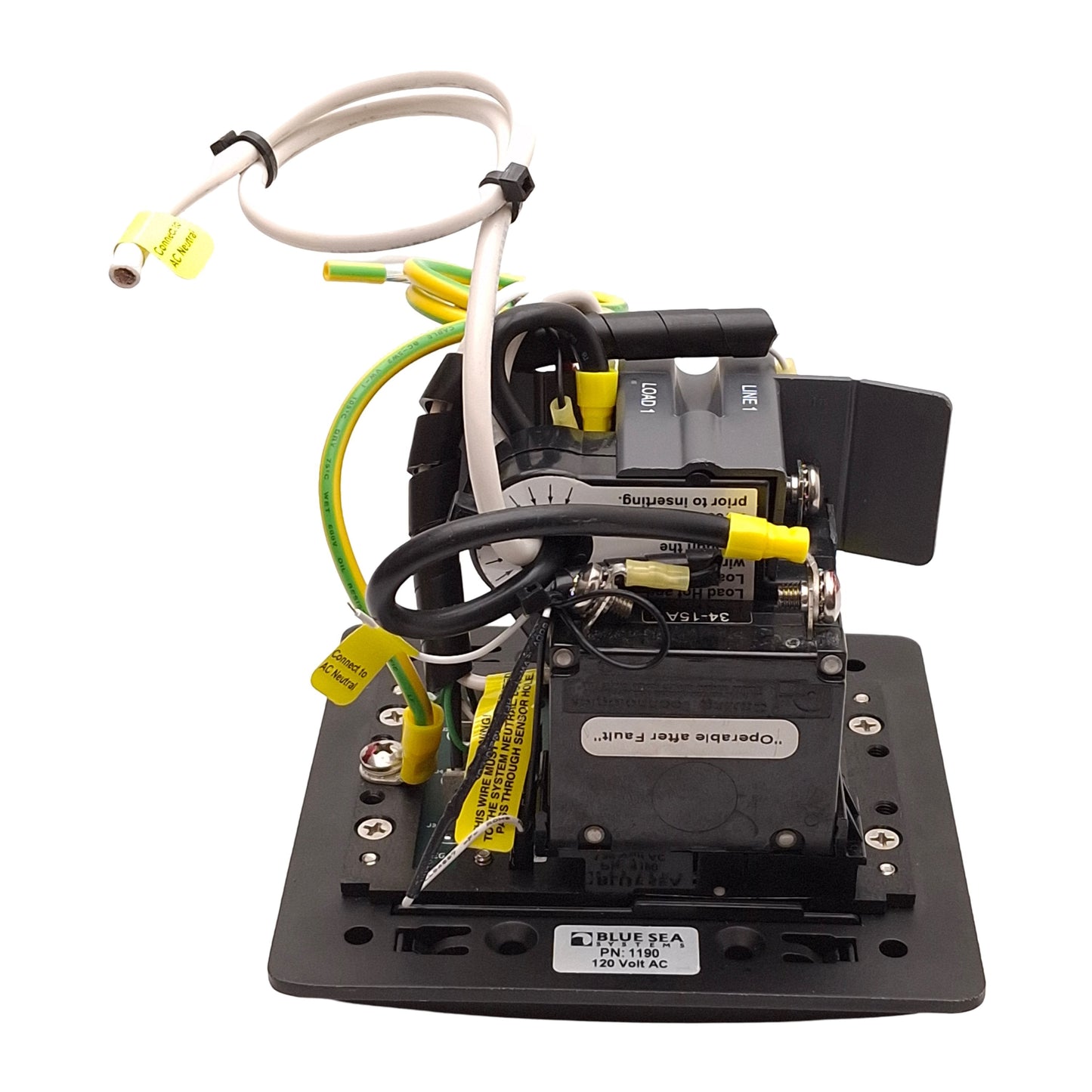 Used Blue Sea 1190 ELCI Main Circuit Breaker Panel, 2P + 1, 120VAC, 30A Main, 15A Aux