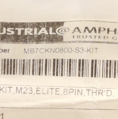 New Amphenol Sine Systems MB7CKN0800-S3-KIT Female Plug, M23 8-Pos (4+3 Power+ PE)
