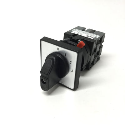 Used ABB ONSO31PB Rotary Cam Multistep Selector Switch, 4-Position, 30°, 600VAC 25A
