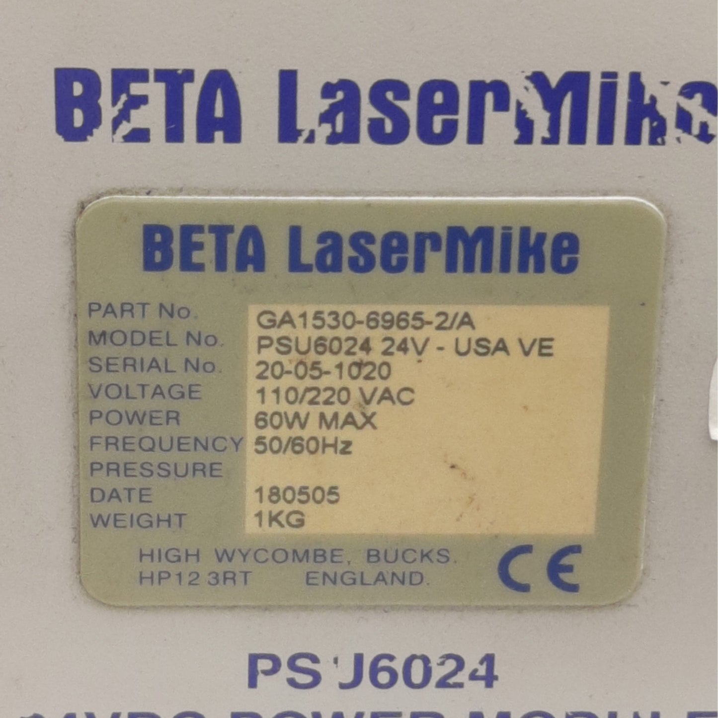 Used BETA LaserMike GA1530-6965-2/A PSU6024 LASER Micrometer Power Supply 24V US Plug