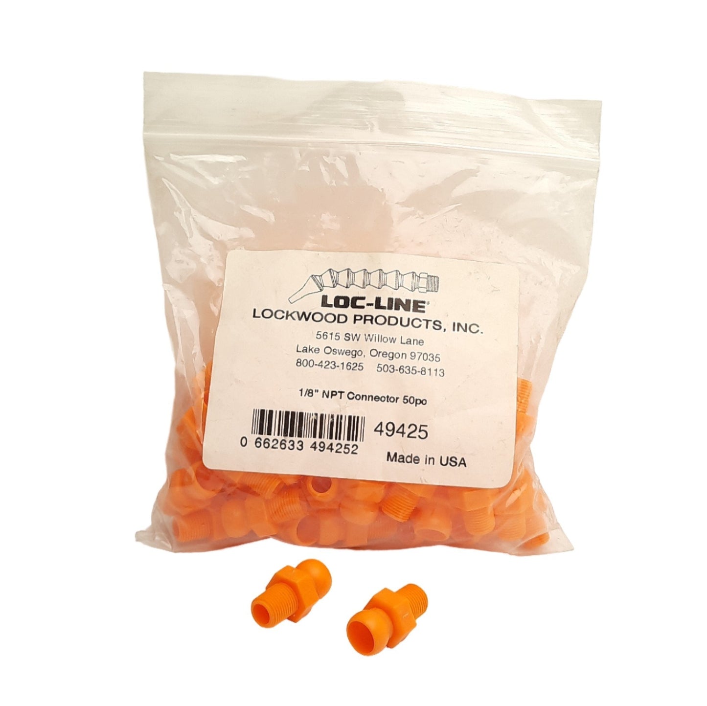 New Loc-Line 49425 Threaded Connectors, Pack of 50, 1/8in NPT to 1/4in LocLine