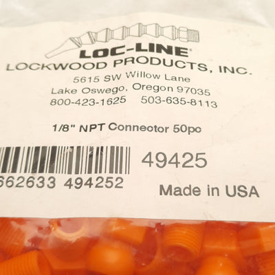 New Loc-Line 49425 Threaded Connectors, Pack of 50, 1/8in NPT to 1/4in LocLine