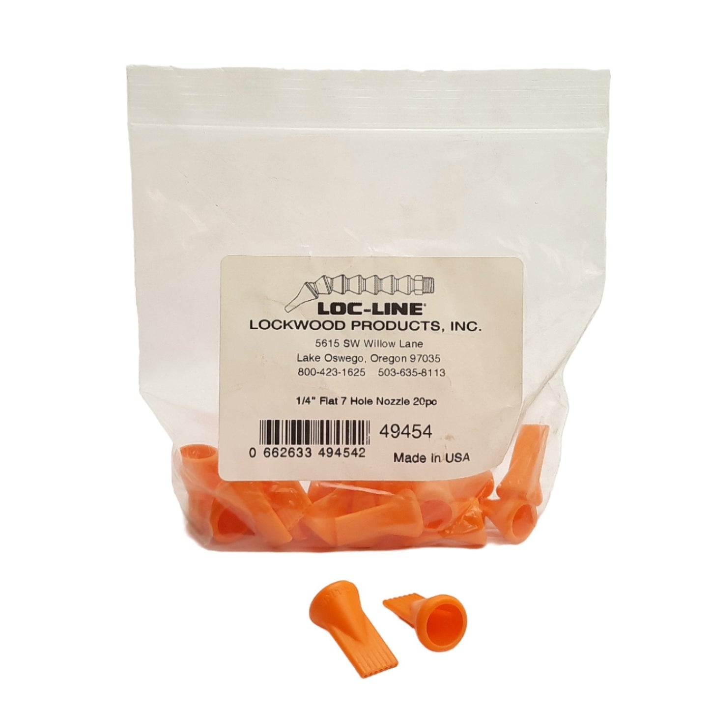 New Loc-Line 49454 Flat Seven (7) Hole Nozzle, Pack of 20, 1/4in Locline, 50psi