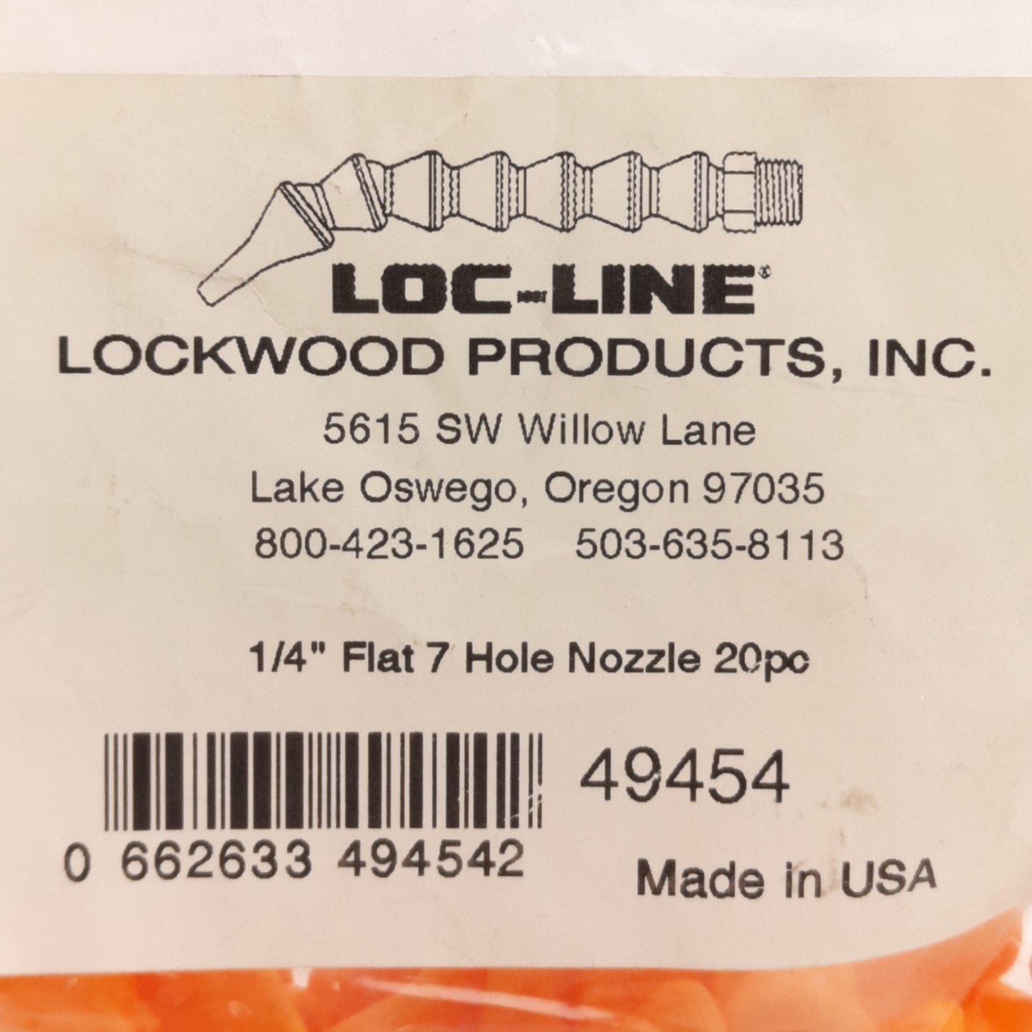 New Loc-Line 49454 Flat Seven (7) Hole Nozzle, Pack of 20, 1/4in Locline, 50psi
