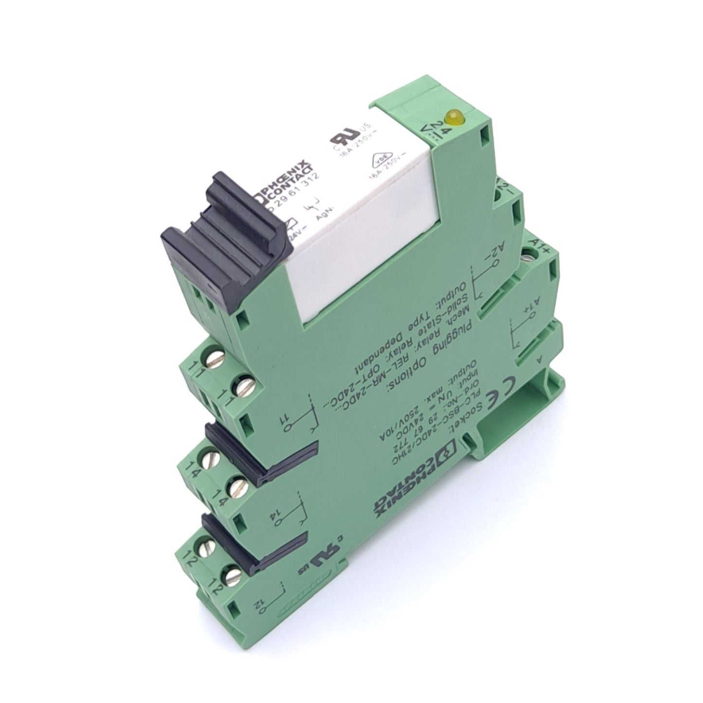 New Phoenix Contact 2967620 Relay Module, 250VAC 10A Contact, 24VDC Coil, DIN Mount