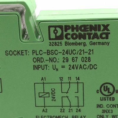 New Phoenix Contact 2967073 Relay Module, 24VAC/DC Input, 10A 250V DPDT Relay