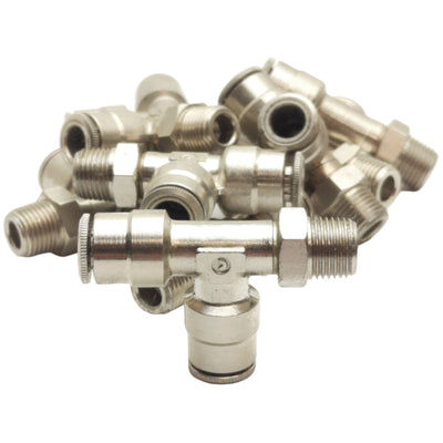 New Lot of 9 Camozzi 6440 04-02 Swivel Tee, ø1/4in x ø1/4in Tube OD, 1/8in Male NPTF