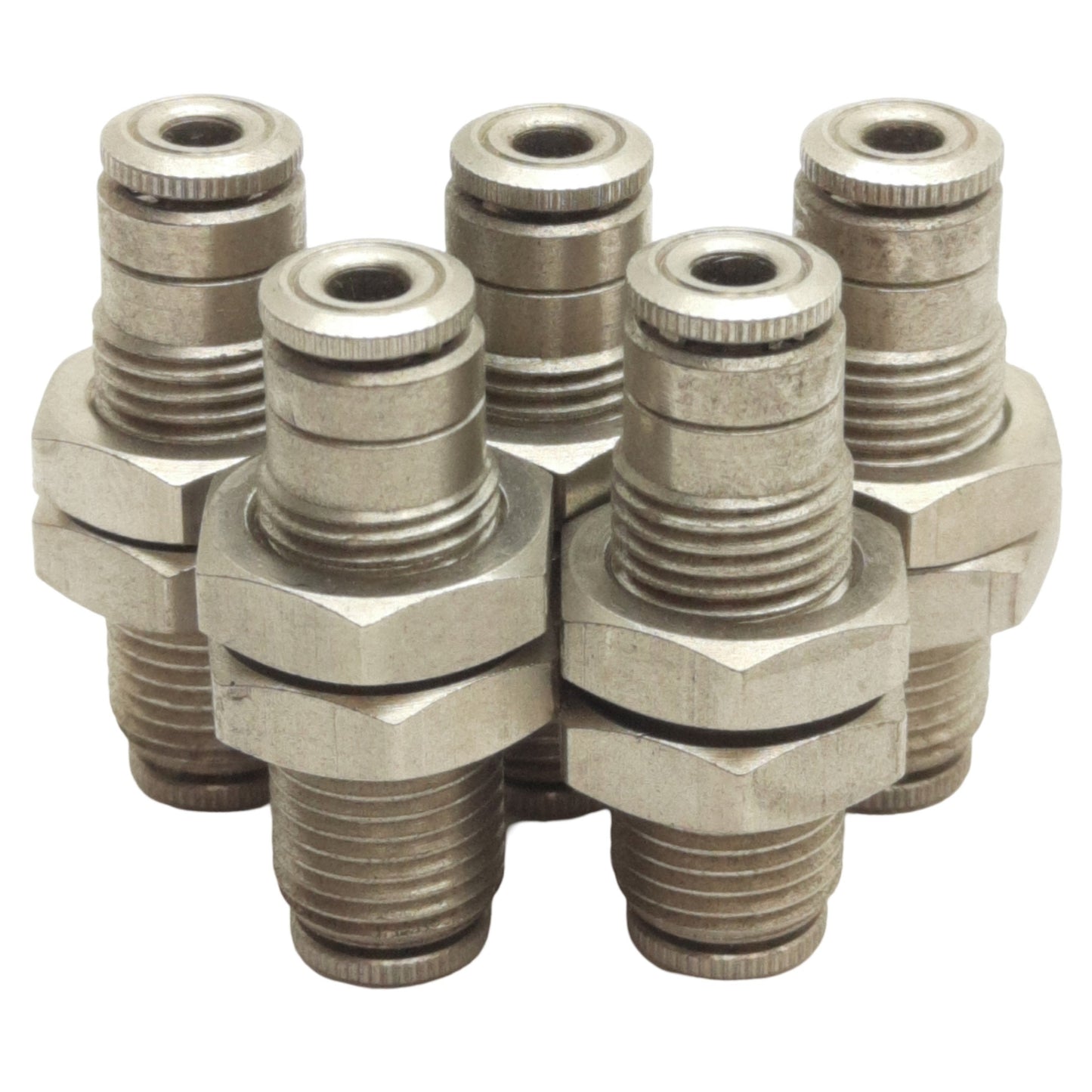 New Lot of 5 Camozzi 6590 02-00 Bulkhead, ø1/8in x ø1/8in Push-to-Connect, 10Bar