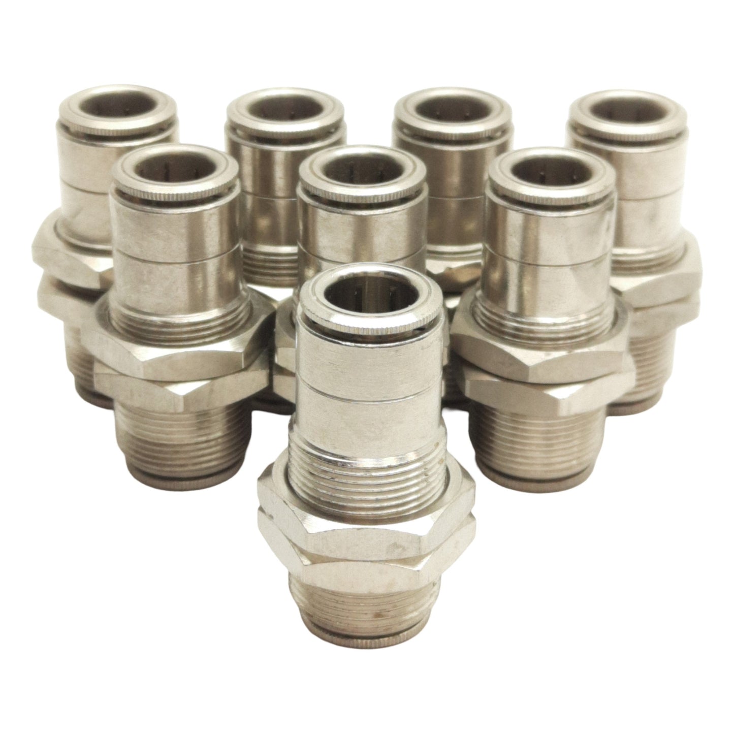 New Lot of 8 Camozzi 6590 06-00 Bulkhead, ø3/8in x ø3/8in Push-to-Connect, 10Bar