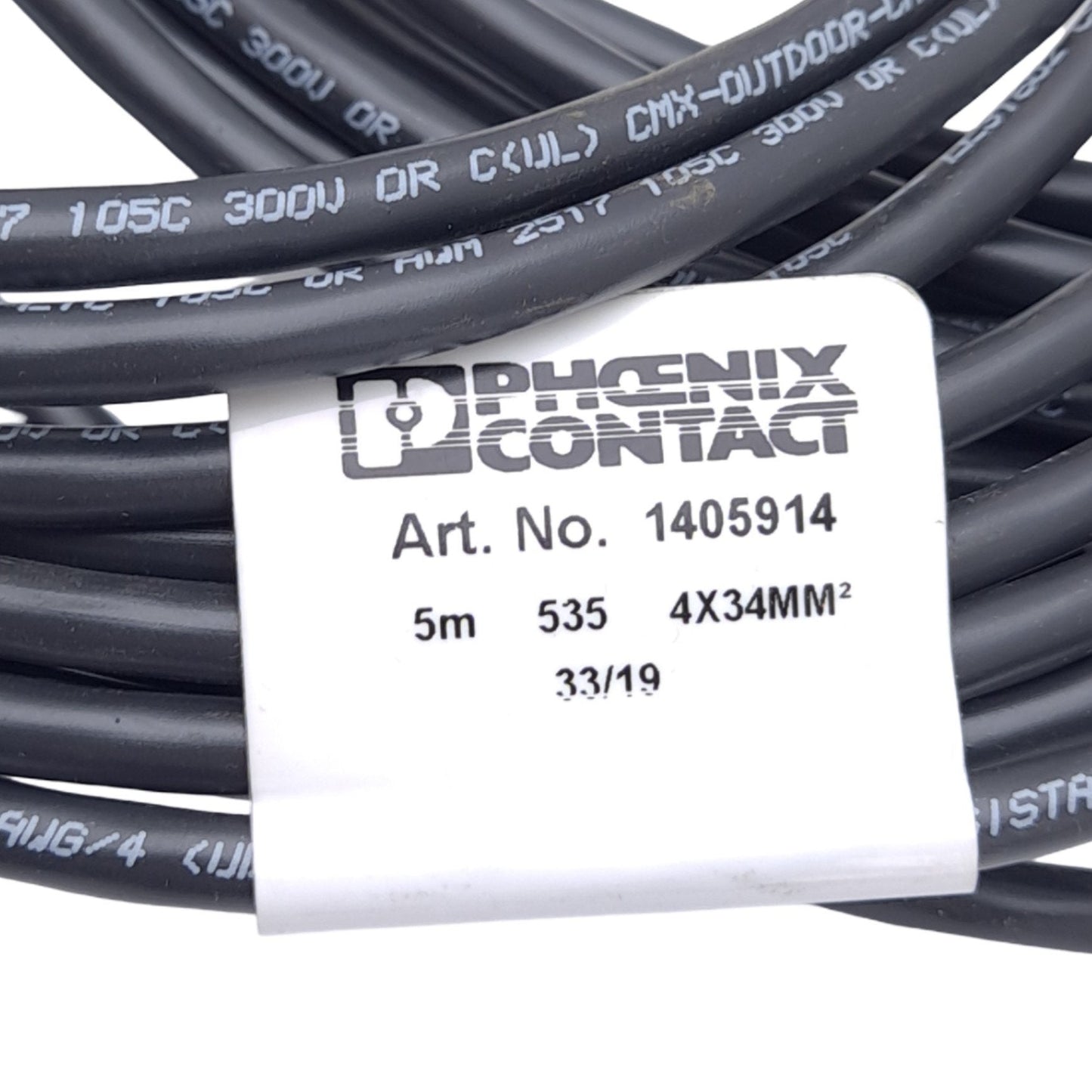 New Lot of 2 Phoenix Contact 1405914/535/5 Sensor Cables, 4-Pin M12, 250V 4A, 5m