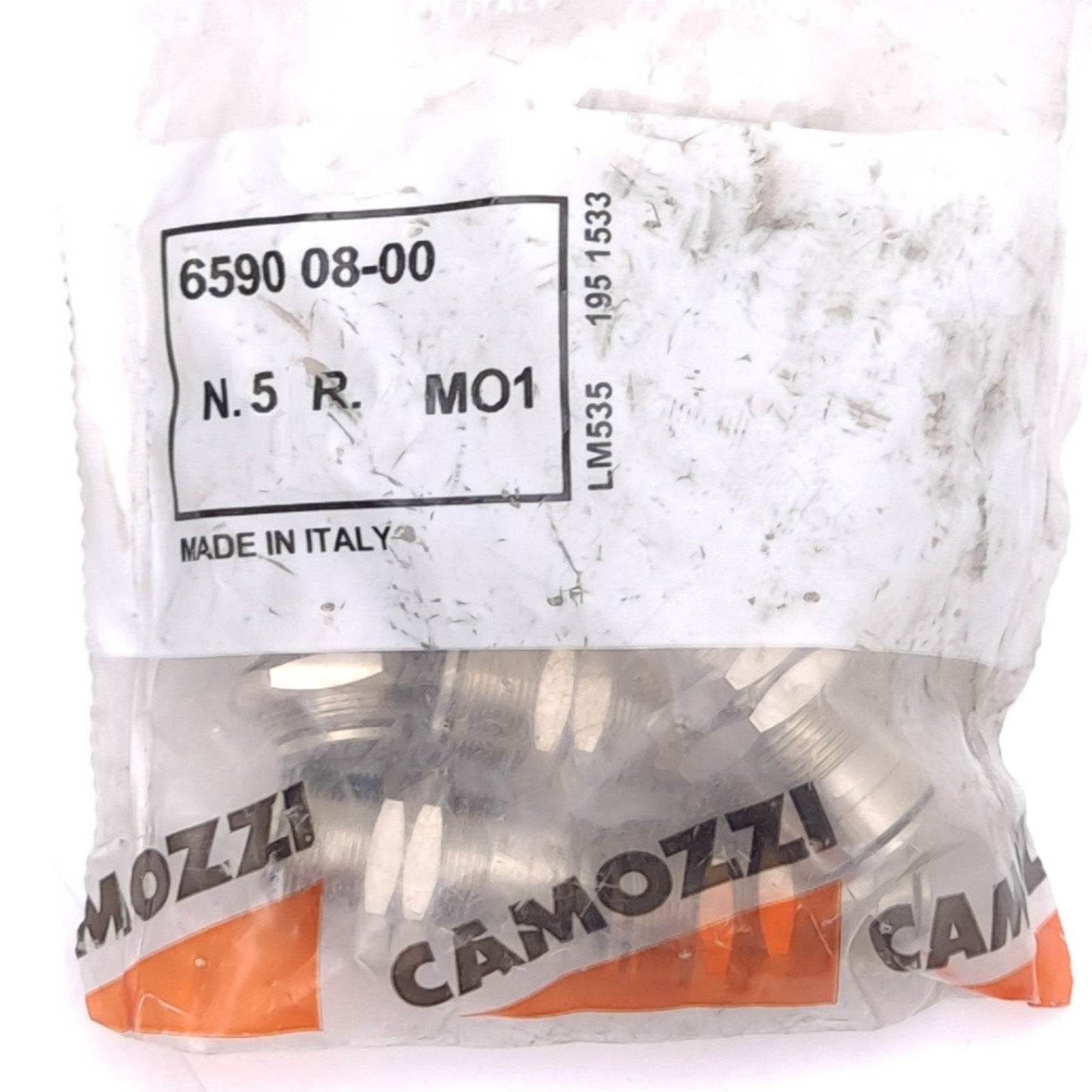 New Lot of 5 Camozzi 6590 08-00 Pneumatic Fittings, P2C, 1/2in OD, M20x1, 16bar Max