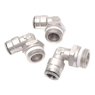 New Lot of 3 Camozzi P6520 06-08 Elbow Fittings, P2C, 3/8in OD, 1/2in NPTF, 16 bar