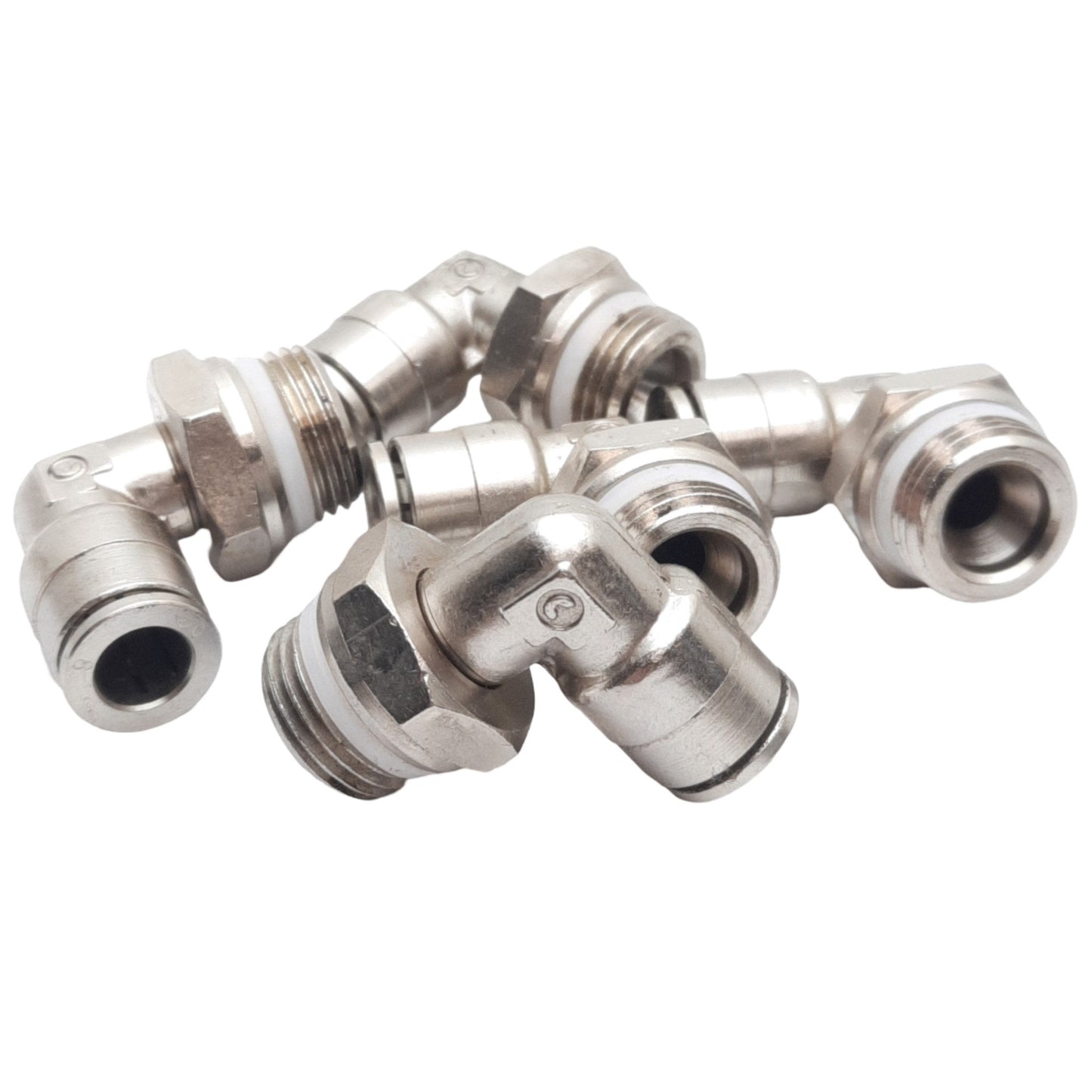 New Lot of 5 Camozzi P6520 05-06 Swivel Elbow Fitting ø5/16" Tube OD, 3/8" Male NPTF