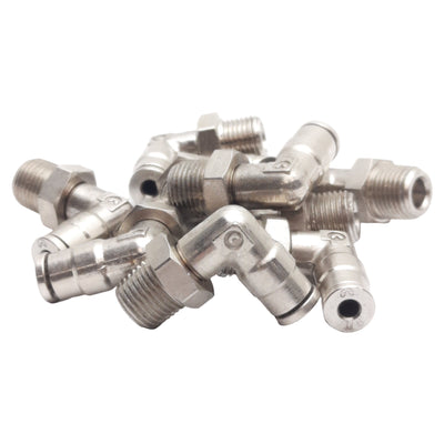 New Lot of 9 Camozzi 6520 02-02 Swivel Elbow Fitting ø1/8in Tube OD, 1/8in Male NPTF