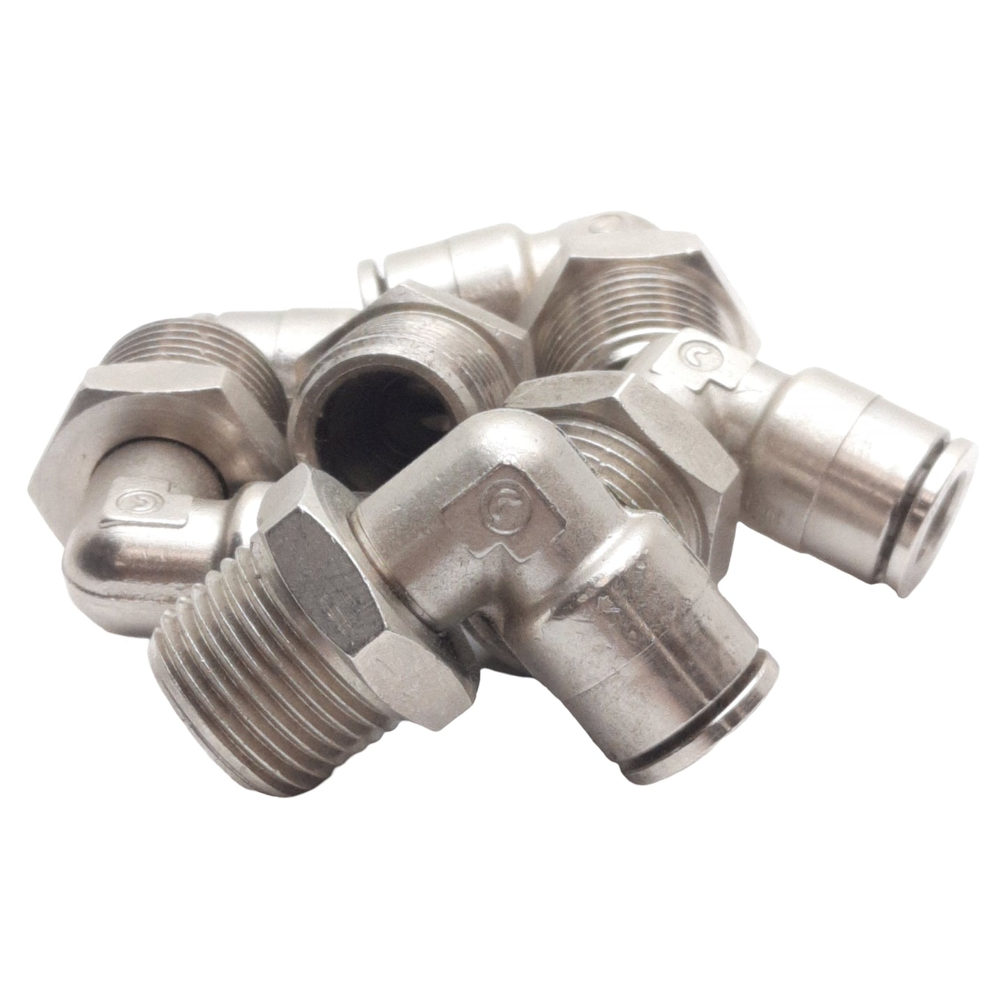 New Lot of 5 Camozzi 6520 05-06 Swivel Elbow Fitting, ø5/16" Tube OD, 3/8" Male NPTF