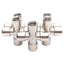 New Lot of 5 Camozzi 2033 04-00 Cross Fitting, 1/4" x 1/4" x 1/4" x 1/4" Female NPTF