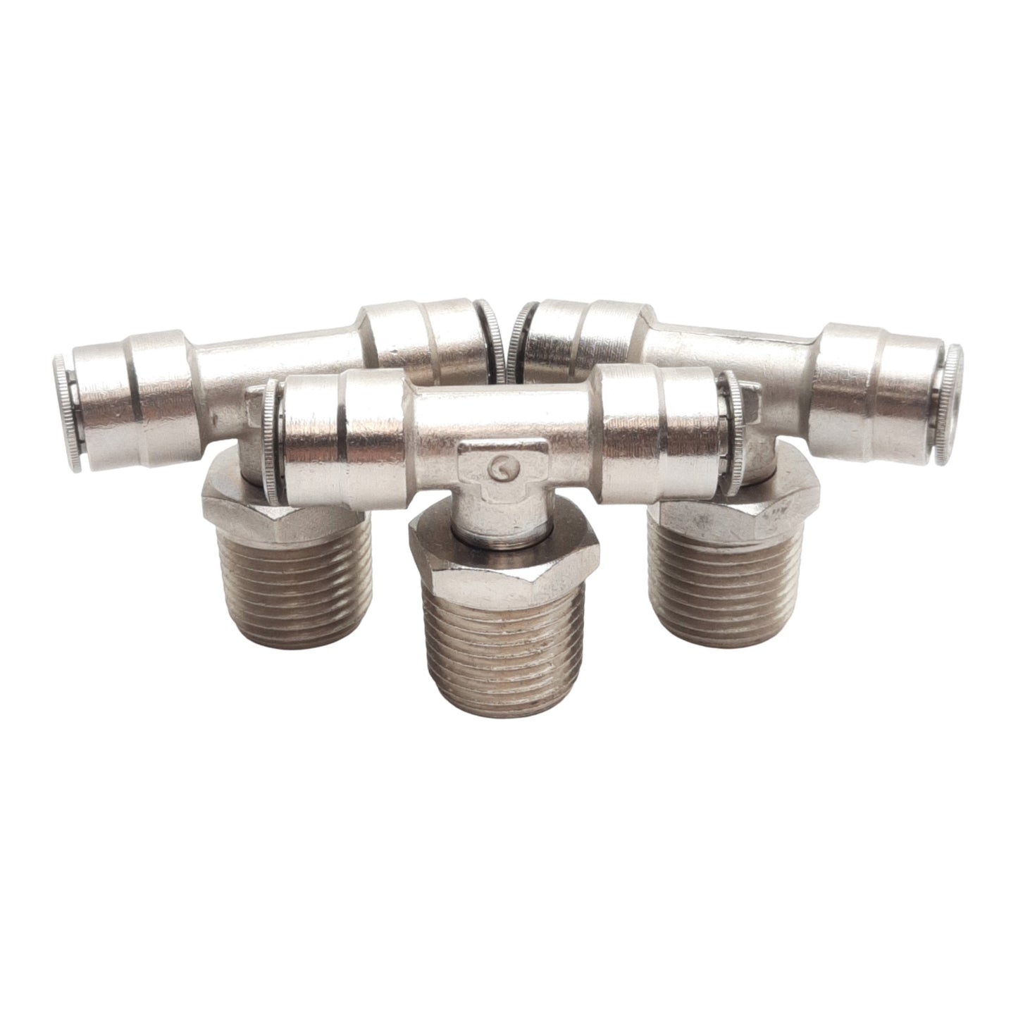 New Lot of 3 Camozzi 6430 06-08 Tee Branch, 1/2" Male NPT, ø3/8" x ø3/8" Tube OD