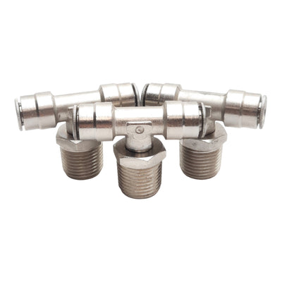 New Lot of 3 Camozzi 6430 06-08 Tee Branch, 1/2" Male NPT, ø3/8" x ø3/8" Tube OD