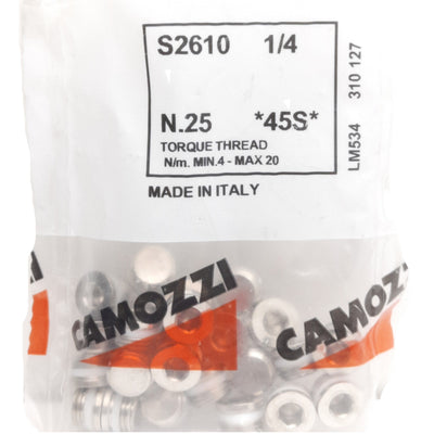 New Lot of 25 Camozzi S2610 1/4 Sprint Plug Flush Fitting, G1/4, 0-580psi
