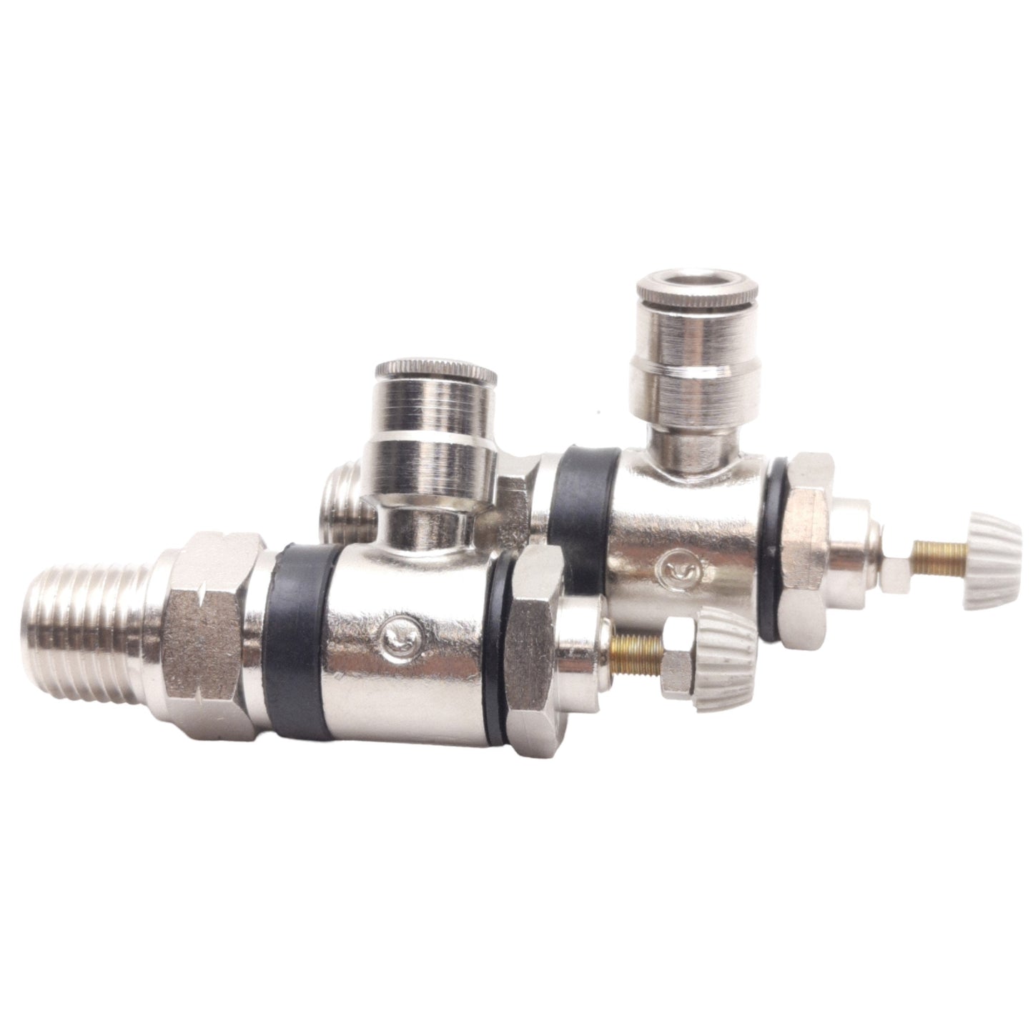 New Lot of 2 Camozzi MCU 04-04 Flow Control Valve, ø1/4" Tube OD, 1/4" Male NPTF