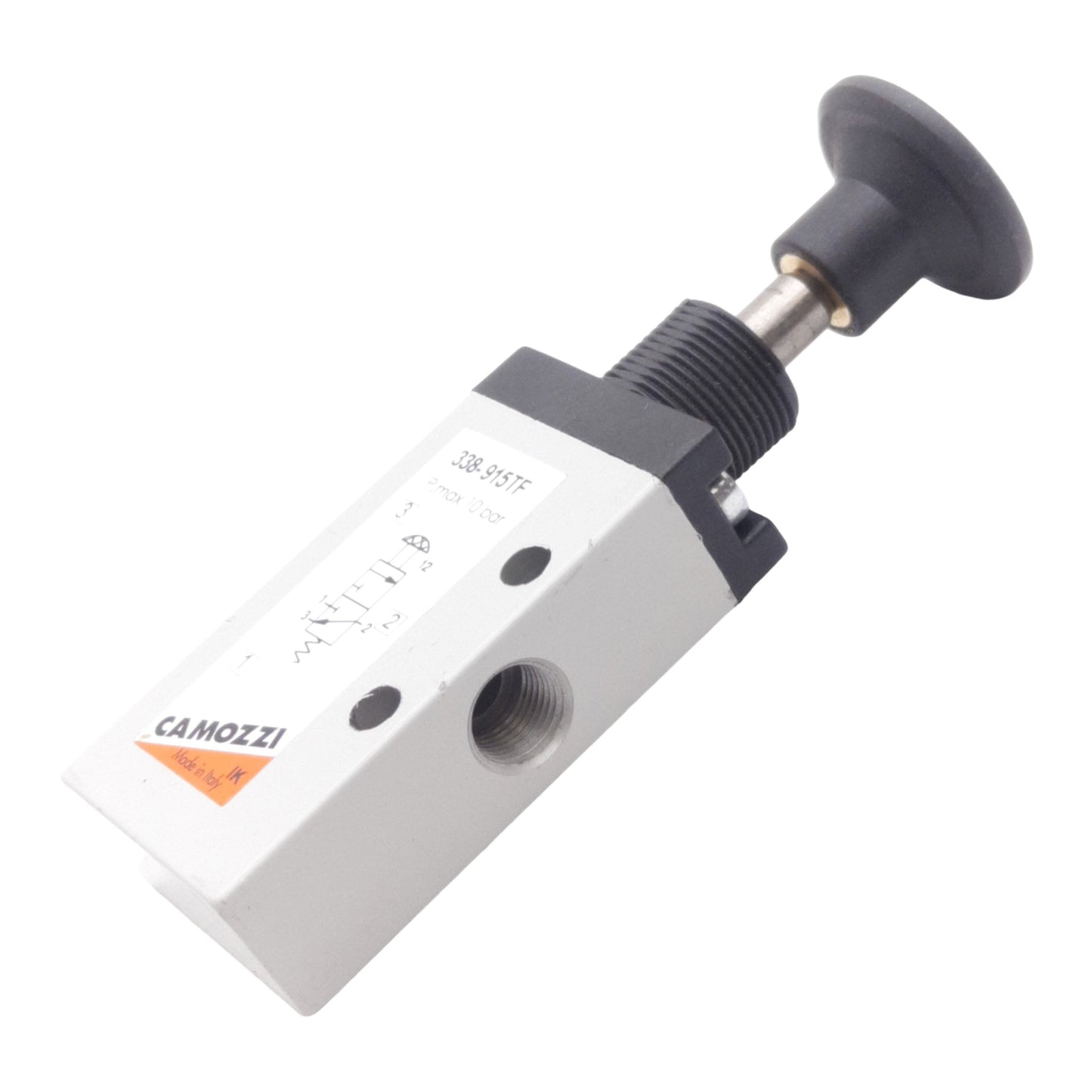 New Camozzi 338-915TF Pneumatic Spring Return Manual Valve 1/8" NPTF, 3/2-Way, 10bar