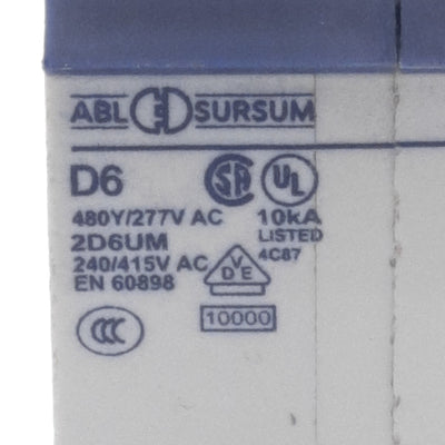 New Altech 2D6UM Circuit Breaker, 2-Pole, 480Y/277VAC 80VDC 6A, DIN Rail Mount
