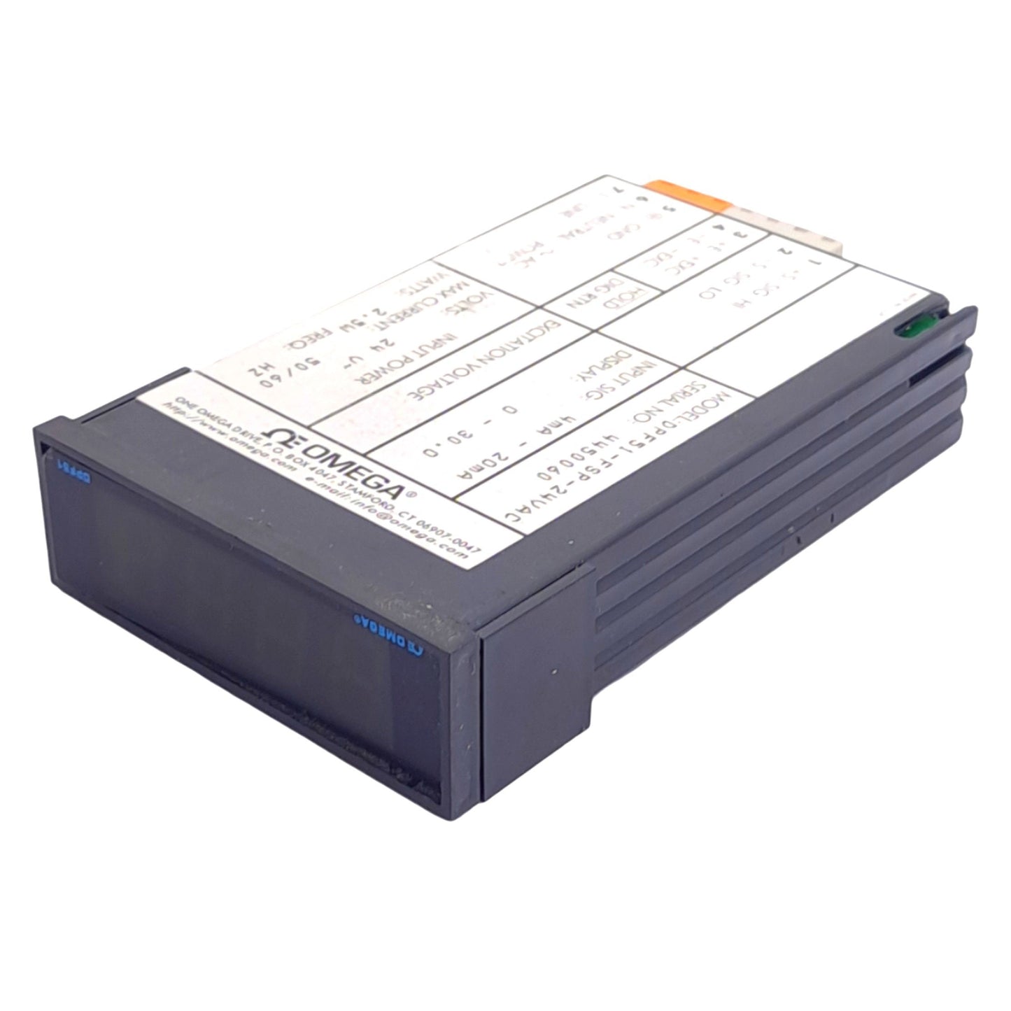Used OMEGA DPF51-FSP-24VAC Compact Process Meter, 3/64 DIN Panel, 4-20mA Input, 24VAC