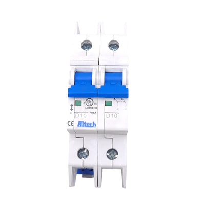 New Altech 2DU10L UL489 Circuit Breaker, 2-Pole, 480Y/277VAC, 240VAC, 10A, DIN Mount