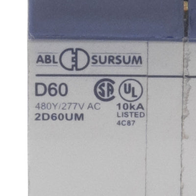 New Altech 2D60UM Circuit Breaker, 2-Poles, 480Y/277VAC 60VDC 60A, DIN Rail Mount