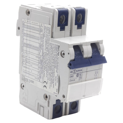 New Altech 2D60UM Circuit Breaker, 2-Poles, 480Y/277VAC 60VDC 60A, DIN Rail Mount