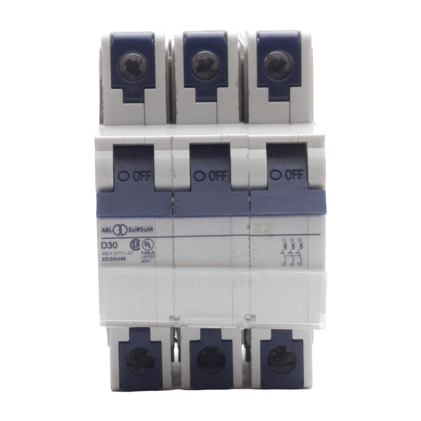 New – Open box Altech 3D30UM Circuit Breaker, 3-Poles, 480Y/277VAC 80VDC 30A, DIN Rail Mount