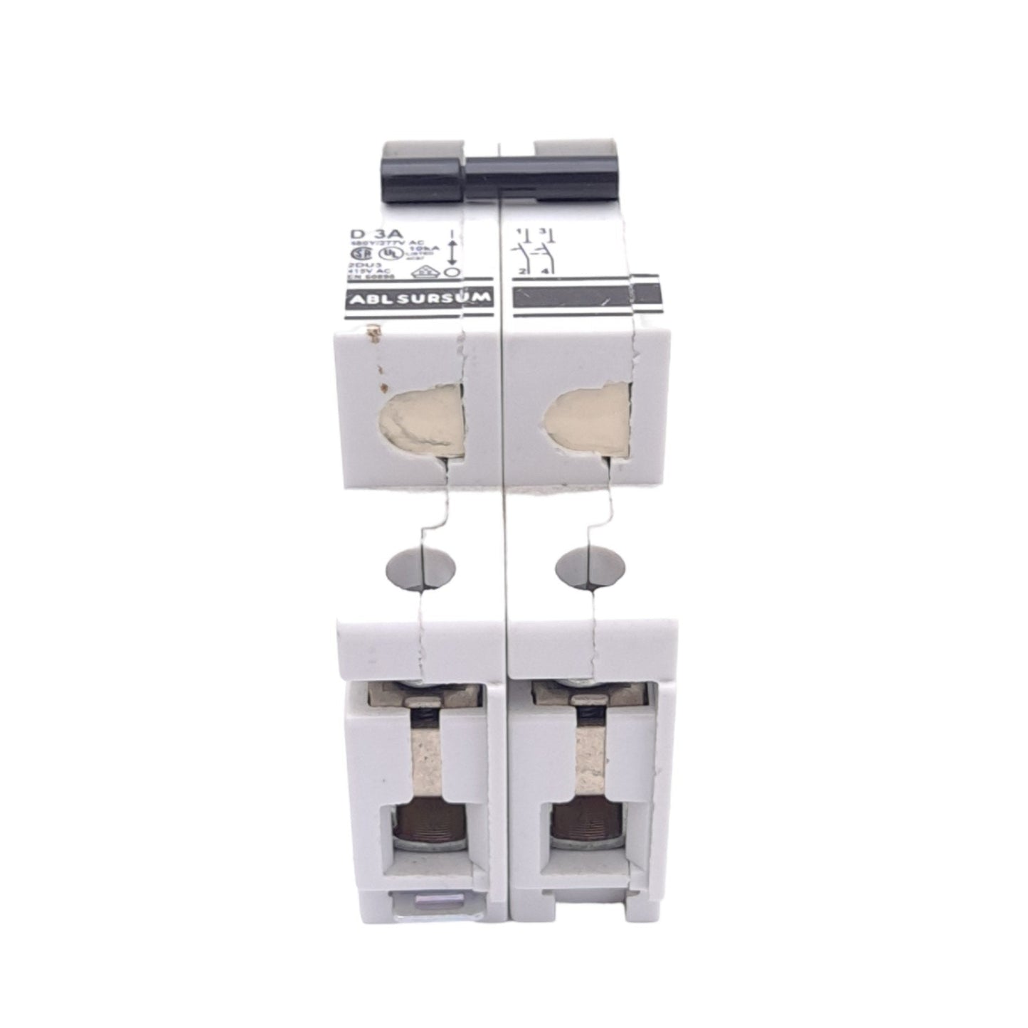 New Altech 2DU3 Miniature Circuit Breaker, 2-Pole, 480Y/277VAC 415VAC, 3A, DIN Mount