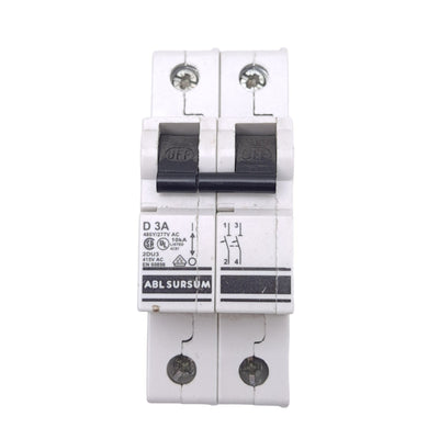 New Altech 2DU3 Miniature Circuit Breaker, 2-Pole, 480Y/277VAC 415VAC, 3A, DIN Mount