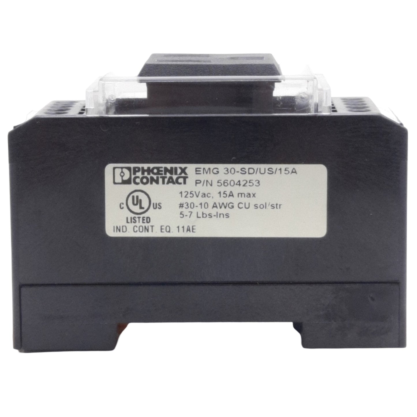 New Phoenix Contact EMG 30-SD/US/15A DIN Mount Outlet 5-15 to Screw Term, 125VAC 15A