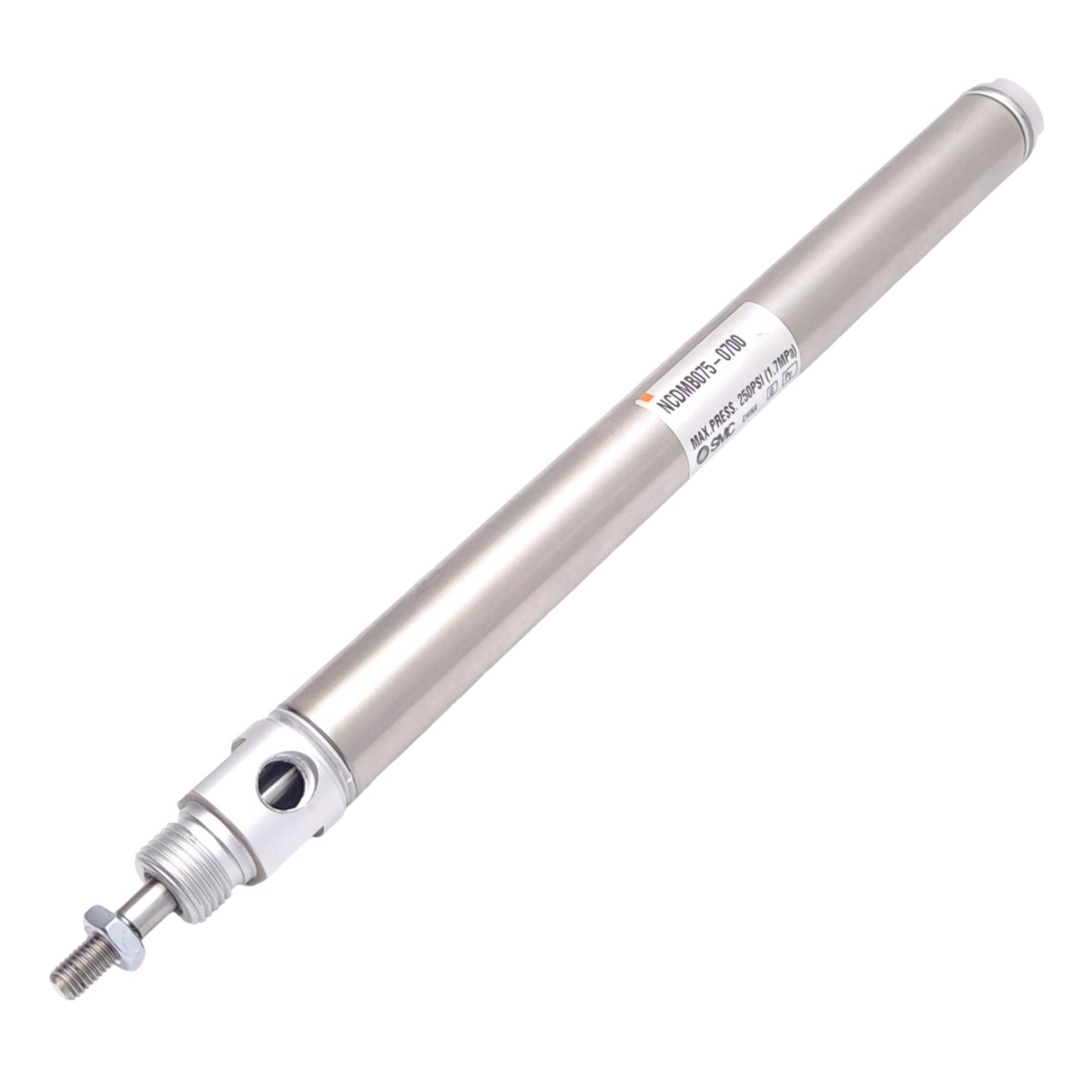 Used SMC NCDMB075-0700 Pneumatic Cylinder, ø3/4in Bore, 7in Stroke, 1/8in NPT, 250psi