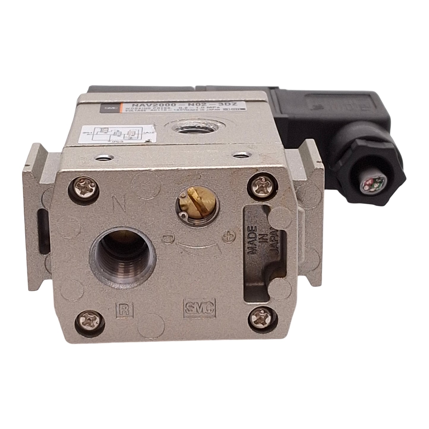 Used SMC NAV2000-N02-3DZ Soft Start-Up Valve, 0.2-1.0MPa, 1/4NPT, 110-120VAC Coil