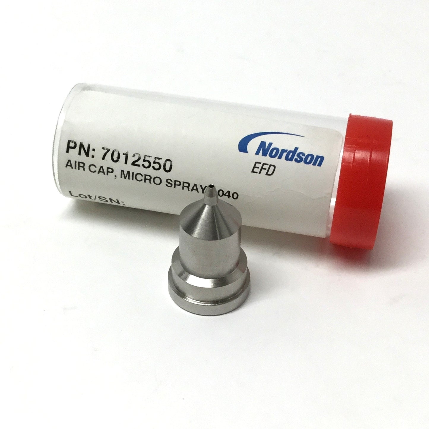 New – Open box Nordson 7012550 MicroSpray Dispensing Valve Round Air Cap Nozzle Tip, Ø0.040"