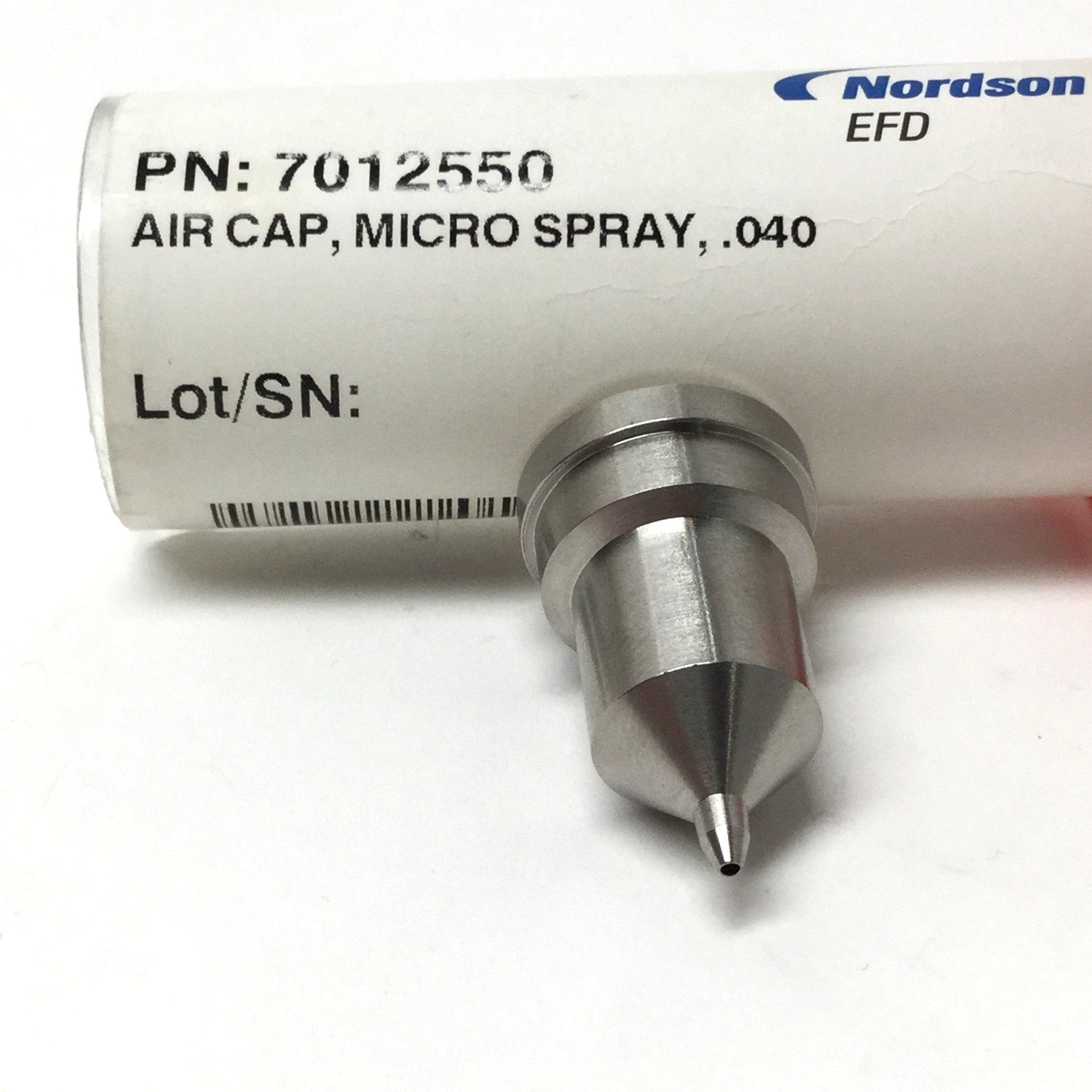 New – Open box Nordson 7012550 MicroSpray Dispensing Valve Round Air Cap Nozzle Tip, Ø0.040"
