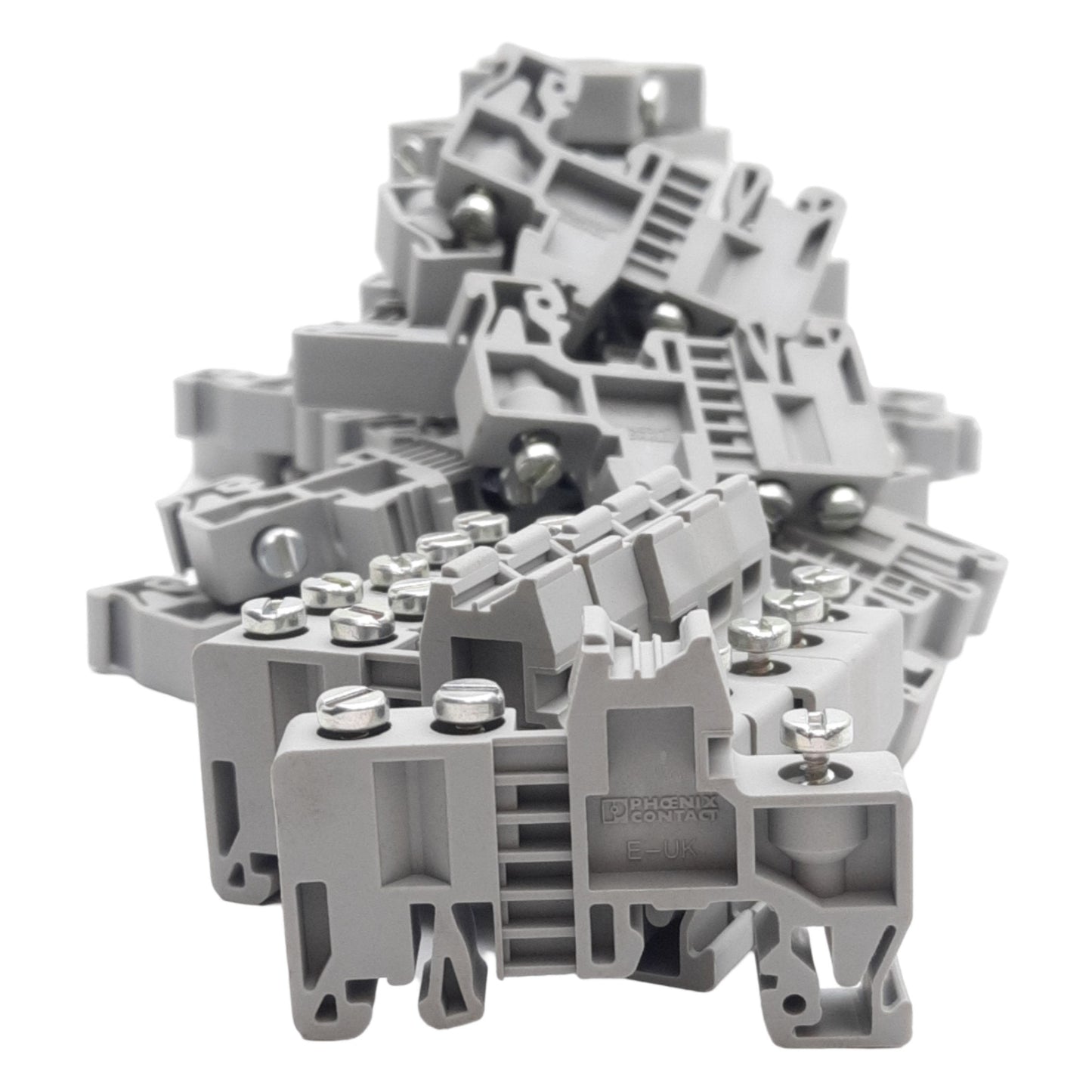 New Lot of 30 Phoenix Contact 1201442 End Bracket, Gray, DIN Rail Mount NS 32/NS 35