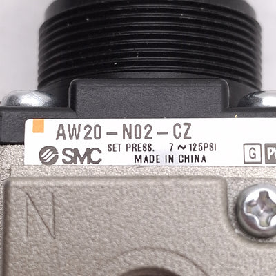 SMC AW20-N02-CZ Filter Regulator, 7-125PSI Set, 5µm Filtration, 1/4in NPT