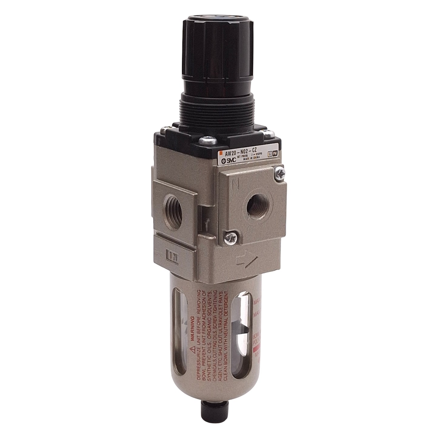 SMC AW20-N02-CZ Filter Regulator, 7-125PSI Set, 5µm Filtration, 1/4in NPT