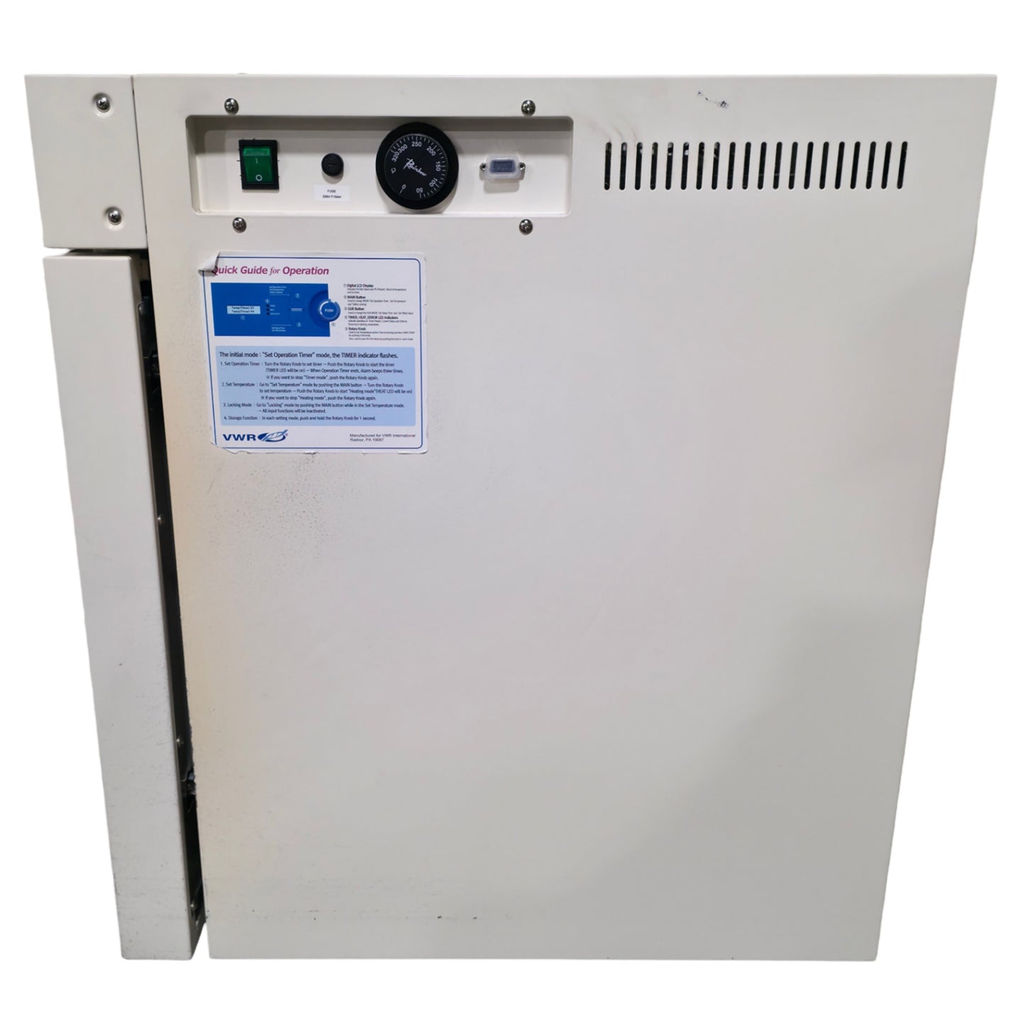 Used VWR 414005-114 Forced Convection Oven 1.75CuFt, 70°C To 250°C, 120VAC 60Hz 750W