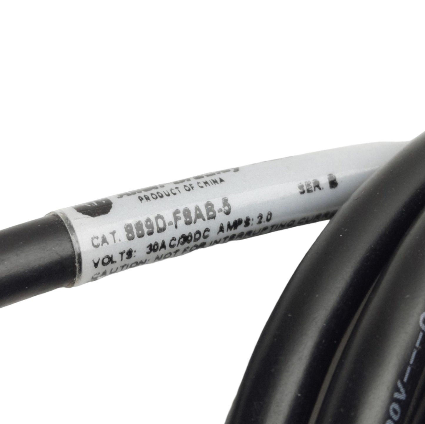 Used Allen Bradley 889D-F8AB-5 Micro Cable 8-Pole, 30VAC/DC 2A, M12 8-Pin, 4.75m Long