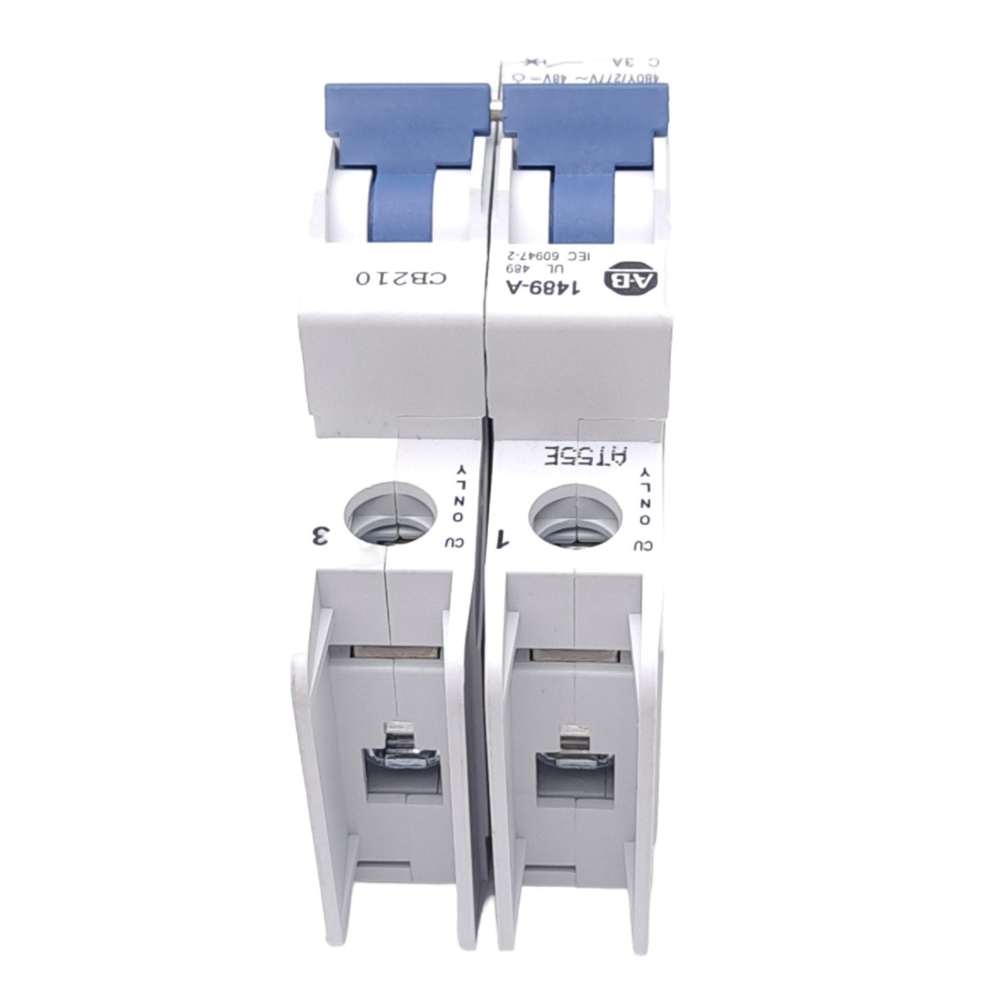 Used Allen Bradley 1489-A2C030 Circuit Breaker, 2-Pole, 480Y/277VAC, 96VDC, 3A, DIN