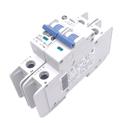Used Allen Bradley 1489-A2C010 Circuit Breaker, 2-Pole, 480Y/277VAC, 96VDC, 1A, DIN
