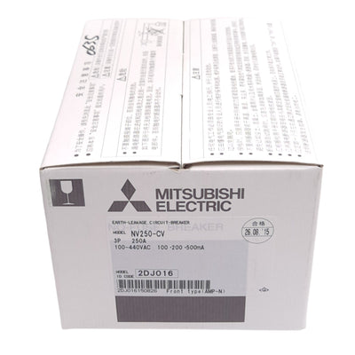 New Mitsubishi NV250-CV Earth Leakage Circuit Breaker, 3-Pole, 100-440VAC 250A