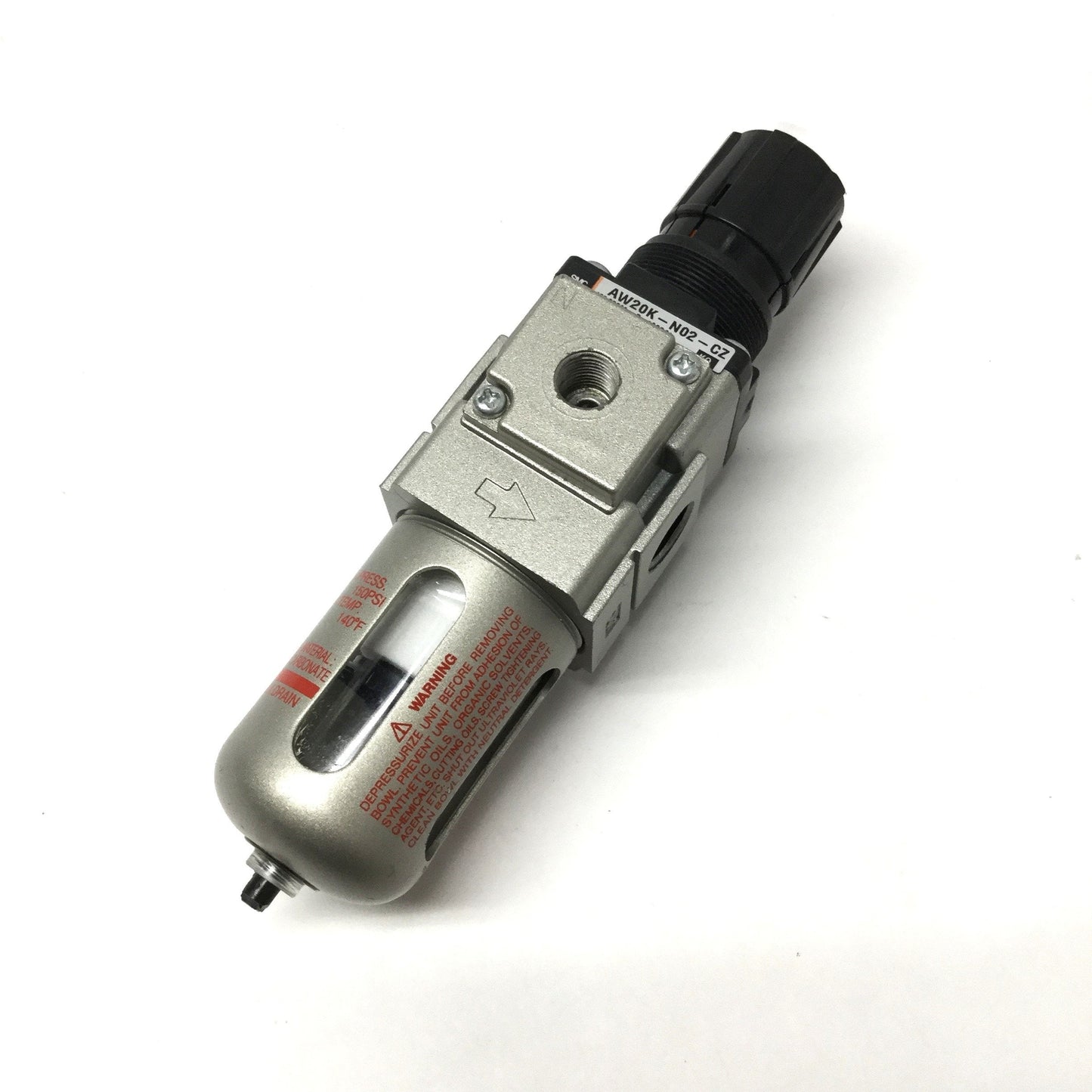 Used SMC AW20K-N02-CZ Pneumatic Filter/Regulator 7-125psi Set Pressure, 1/4" NPT