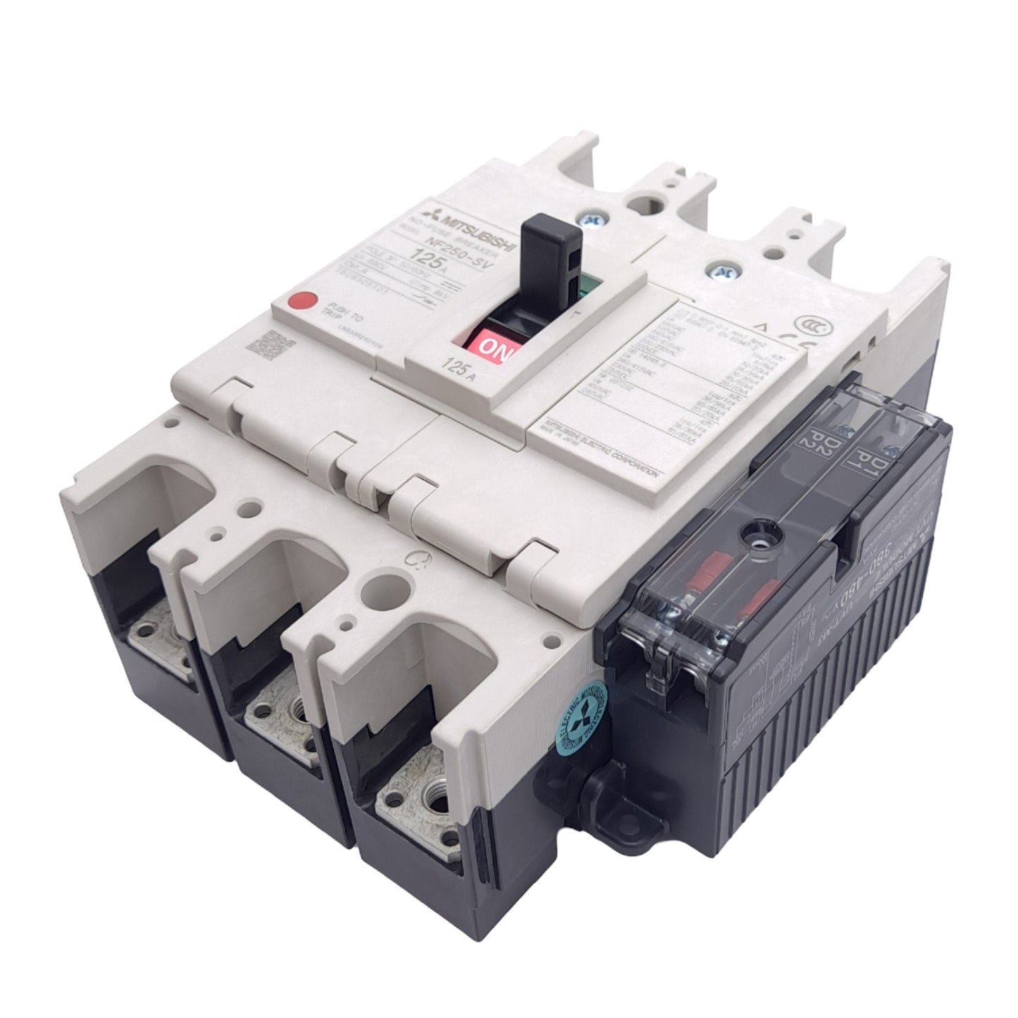 New Mitsubishi NF250-SV No-Fuse Circuit Breaker, 3-Pole, 690VAC 125A, w/ UVT Module