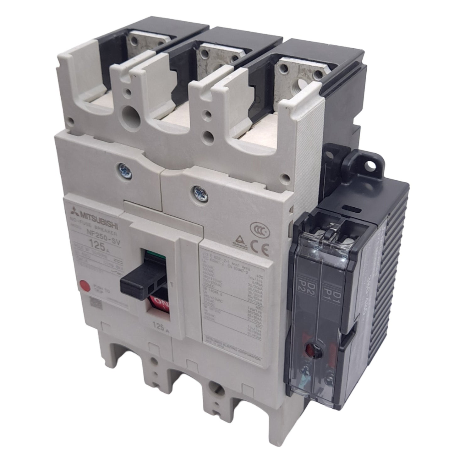 New Mitsubishi NF250-SV No-Fuse Circuit Breaker, 3-Pole, 690VAC 125A, w/ UVT Module