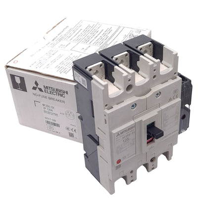 New Mitsubishi NF250-SV No-Fuse Circuit Breaker, 3-Pole, 690VAC 125A, w/ UVT Module